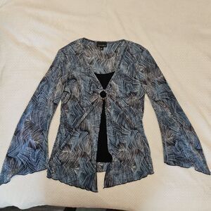 Brittany Black XL Flared Sleeve Asymmetric Boho‎ Witchy Top